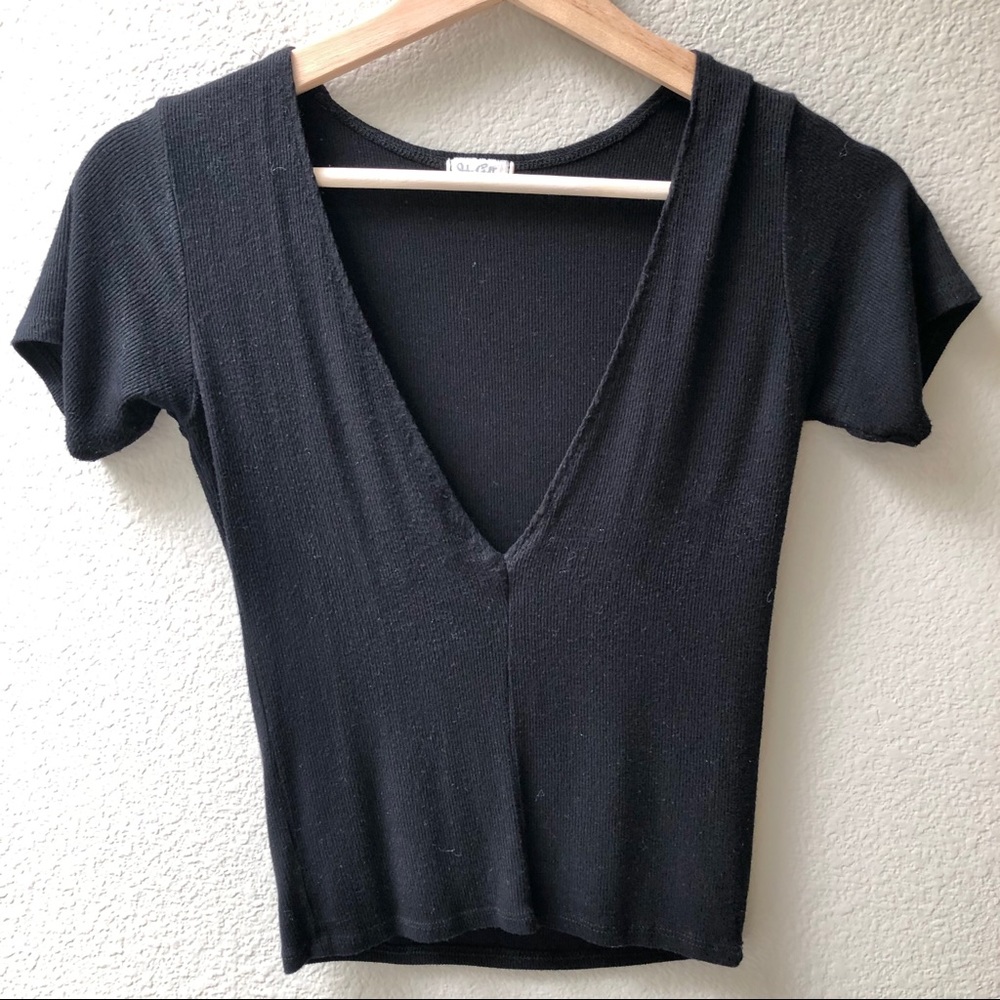 Brandy Melville John Galt Black Low Cut Crop Top